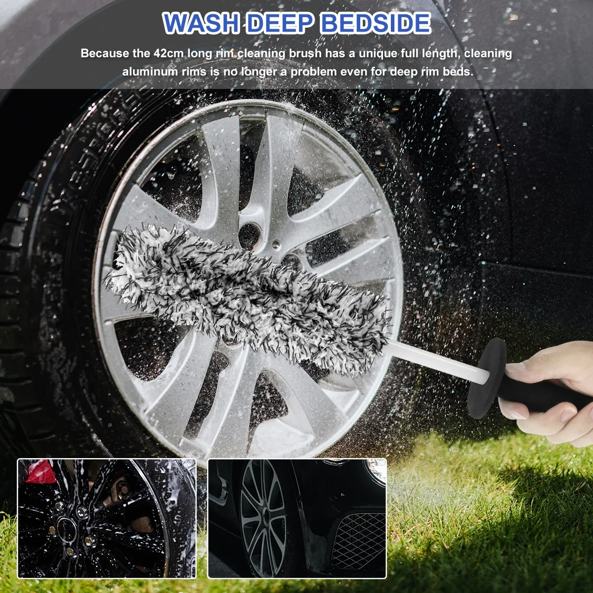 Car Alloy Wheel Cleaning Brush – Soft Microfiber Tire & Rim Cleaning Brush